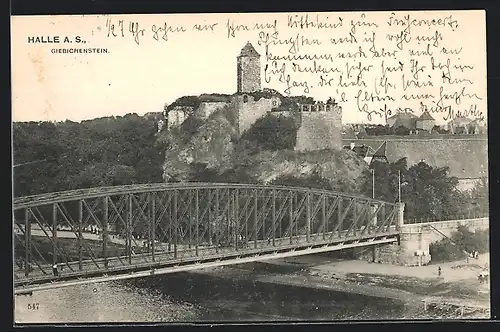 AK Halle / Saale, Giebichenstein vom Wasser aus