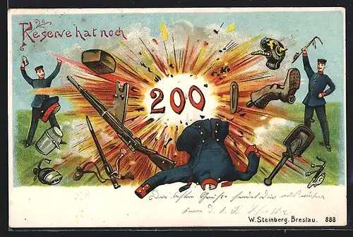 AK Reserve hat noch 200, Explosion, Karikatur