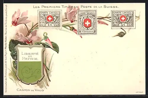 AK Schweizer Briefmarken, Wappen Kanton Vaud