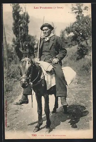 AK Languedoc-Roussillon, Bauer auf seinem Maultier