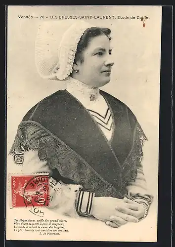 AK Les Épesses, Saint-Laurent, Frau in Tracht