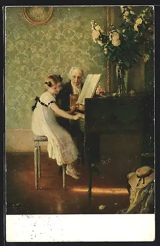 AK Klavierlehrer mit seiner kleinen Schülerin