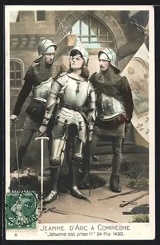 AK Johanna von Orleans mit Soldaten vor einem Tor stehend