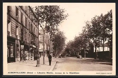 AK Aubervilliers, Librairie Martin, Avenue de la Rèpublique
