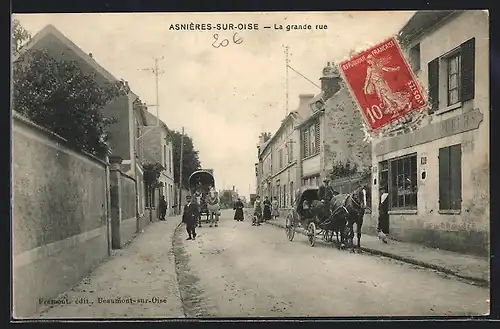 AK Asnières-sur-Oise, La grande rue