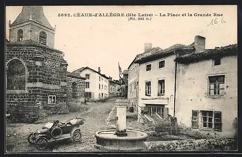 AK Céaux-d`Allègre, La Place et la Grande Rue