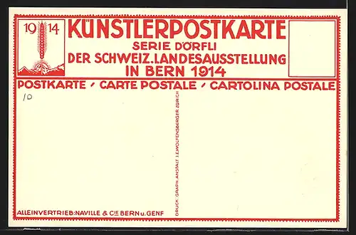 Künstler-AK Bern, Schweiz. Landesausstellung 1914 - Dörfli
