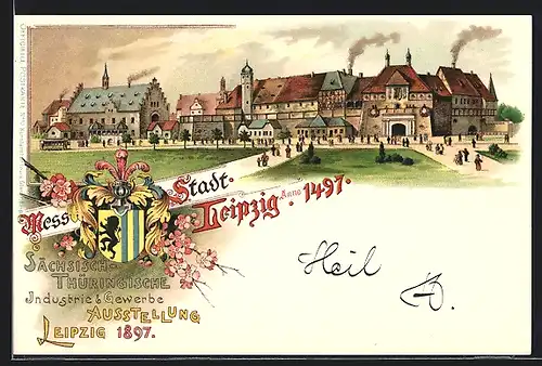 Lithographie Leipzig, Industrie & gewerbe-Ausstellung 1897, Ausstellungsgebäude