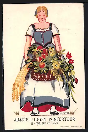 Künstler-AK Winterthur, Ausstellungen Landwirtschaft, Gartenbau u. Gewerbe 1924, Messerfabrikant E. Bühler