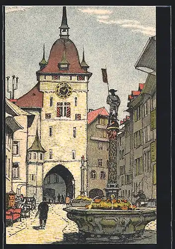 Künstler-AK Bern, Schweiz. Landesausstellung 1914, Am Torturm