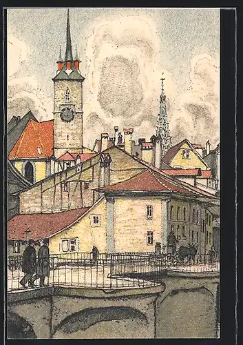 Künstler-AK Bern, Schweiz. Landesausstellung 1914, Ortsansicht