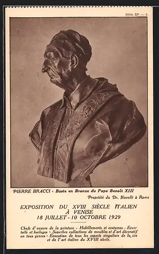 AK Venezia, Esposizione del Settecento Italiano, 1929, Pietro Bracci: Ritratto di Papa Benedetto XIII