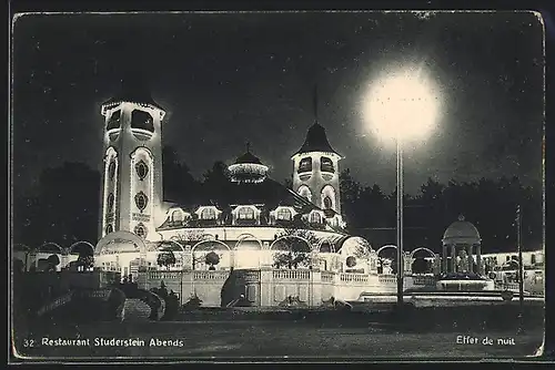 AK Bern, Landes-Ausstellung 1914, Restaurant Studerstein bei nächtlicher Beleuchtung