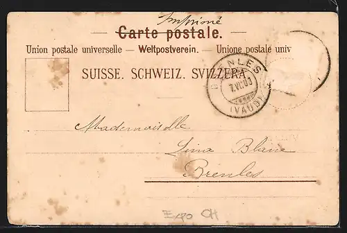 Lithographie Geneve, Ausstellung / Exposition Nationale Suissse 1896, Village Suisse