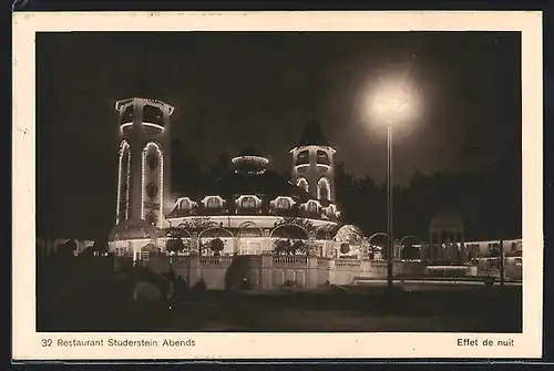 AK Bern, Schweiz. Landes-Ausstellung 1914, Restaurant Studerstein Abends