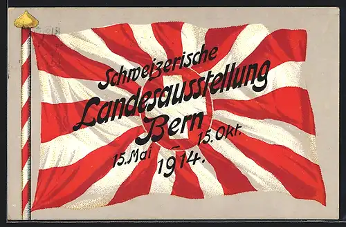 AK Bern, Schweizer Landes-Ausstellung 1914, Fahne