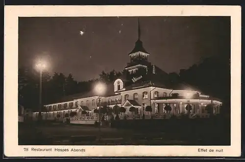 AK Bern, Landes-Ausstellung 1914, Restaurant Hospes bei nächtlicher Beleuchtung