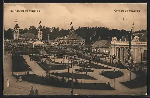 AK Bern, Schweizerische Landes-Ausstellung 1914, Konzert im Mittelfeld
