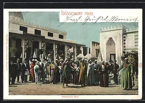 AK Düsseldorf, Gewerbe- und Industrie- Ausstellung 1902, Darstellung eines Arabischen Dorfes