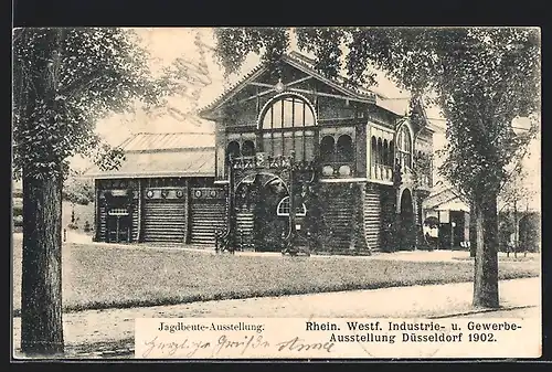 AK Düsseldorf, Rhein. Westf. Industrie- u. Gewerbe-Ausstellung 1902, Jagdbeute-Ausstellung