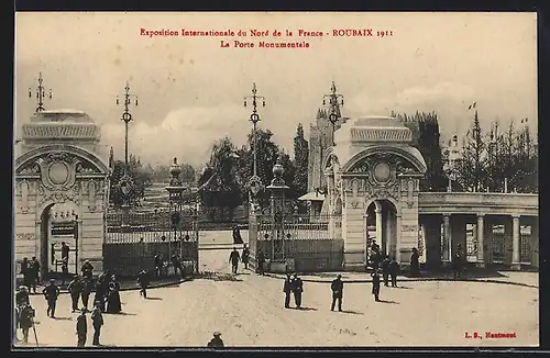 AK Roubaix, Exposition Internationale du Nord de la France 1911, La Porte Monumentale