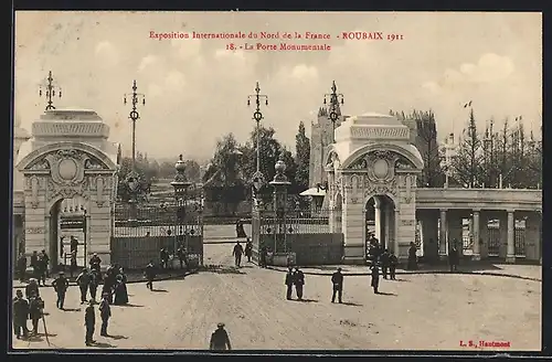 AK Roubaix, Exposition Internationale du Nord de la France 1911, La Porte Monumentale
