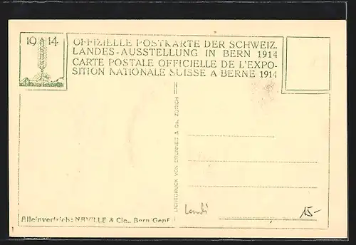 AK Bern, Landes-Ausstellung 1914, Pavillon Wasserwirtschaft und Ingenieurwesen