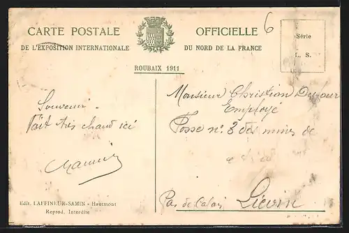 AK Roubaix, Exposition Internationale du Nord de la France 1911, Le Grand Palais des Machines, Ausstellung