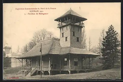 AK Roubaix, Exposition Internationale du Nord de la France 1911, Pavillon de Madagascar, Ausstellung