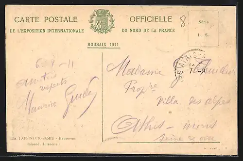 AK Roubaix, Exposition Intern. du Nord de la France 1911, Pavillon de l`Afrique Equatoriale Francaise, Ausstellung