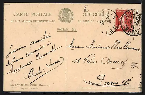 AK Roubaix, Expostion Internationale du Nord de la France 1911, La Porte Monumentale du Grand Palais