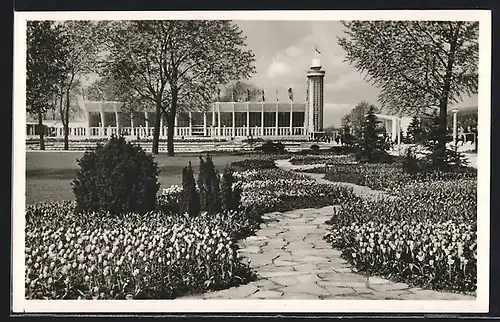 AK Essen, Reichsgartenschau-Ausstellung 1938, Der Grosse Blumenhof