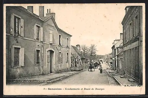 AK Sancoins, la gendarmerie et la route de Bourges, des attelages