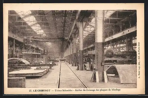 AK Le Creusot, Usines Schneider, Atelier de finissage des plaques de blindage