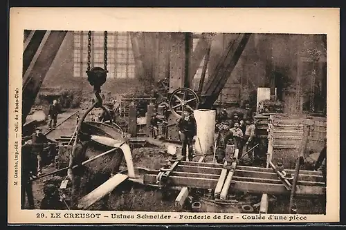 AK Le Creusot, Usines Schneider, Fonderie de fer, Coulée d'une piece