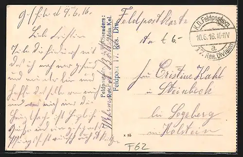 AK Angres, Ortspartie mit zerstörten Häusern