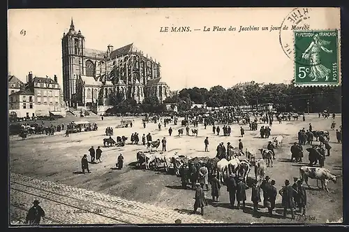 AK Le Mans, La Place des Jacobins un Jour de Marché