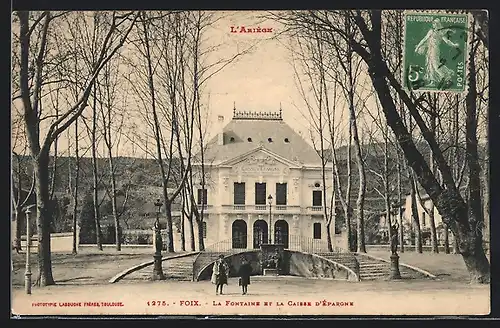 AK Foix, La Fontaine et la Caisse d`Epargne