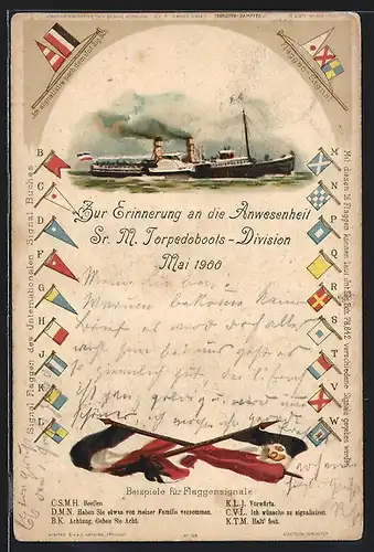 Künstler-AK Sr. M. Torpedoboots-Division, Flaggensignale