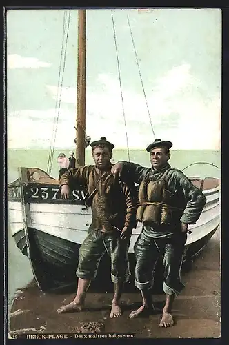 AK Berck-Plage, Deux maîtres baigneurs, Seenotrettung