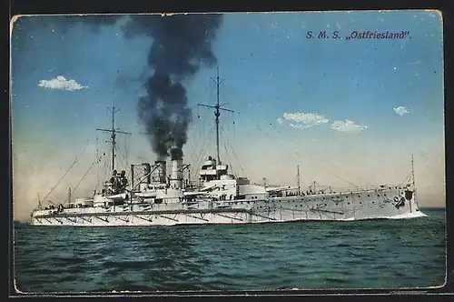 AK Kriegsschiff SMS Ostfriesland, Totalansicht