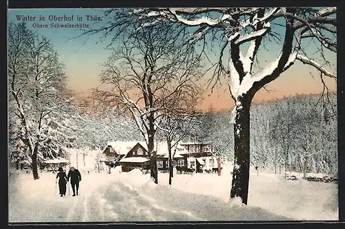 AK Oberhof / Thüringen, Gasthof Obere Schweizerhütte im Winter