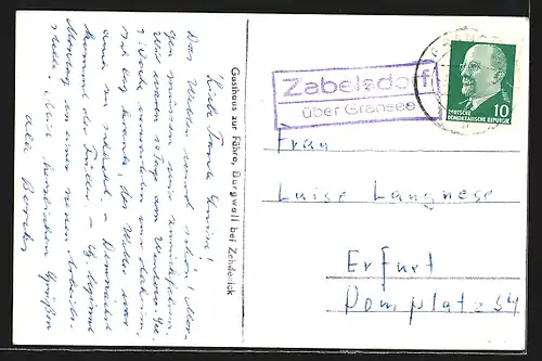 AK Burgwall / Zehdenick, Drei Ansichten beim Ort und Innenansicht Gasthaus zur Fähre