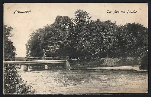 AK Bad Bramstedt, Auepartie mit Brücke