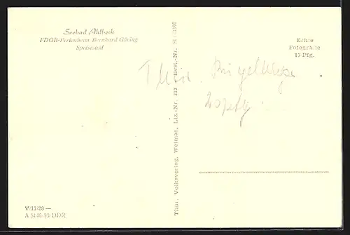 AK Ahlbeck / Seebad, FDGB-Ferienheim Bernhard Göring, Speisesaal, Interieur