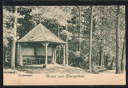 AK Königsfeld / Schwarzwald, Strohtempel im Wald