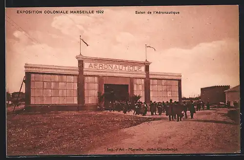 AK Marseille, Exposition Coloniale 1922, Salon de l`Aéronautique, les visiteurs sortent