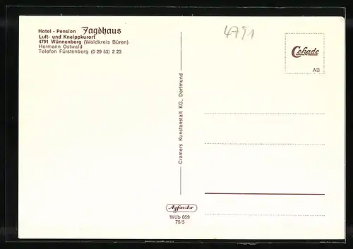 AK Wünnenberg, Hotel-Pension Jagdhaus Hermann Ostwald
