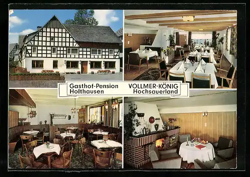 AK Holthausen /Hochsauerland, Gasthof-Pension Vollmer-König, Innenansichten