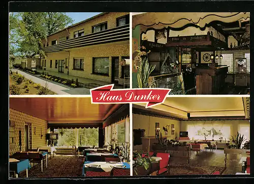 AK Bad Laer /Teutoburger Wald, Hotel Haus Dunker, Innenansichten